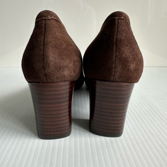Bandolino Brown Suede Oxford Heel Pump Tassels Size 8 Work Office Internship - Picture 9 of 10